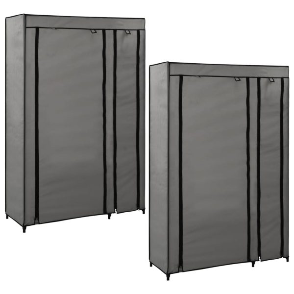 282425 Folding Wardrobes 2 pcs Grey 110x45x175 cm Fabric