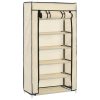 282429 Shoe Cabinet with Cover Cream 58x28x106 cm Fabric