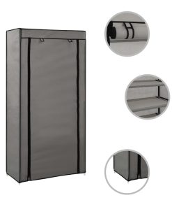 282430 Shoe Cabinet with Cover Grey 58x28x106 cm Fabric