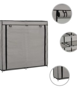 282434 Shoe Cabinet with Cover Grey 115x28x110 cm Fabric