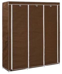 282454 Wardrobe with Compartments and Rods Brown 150x45x175 cm Fabric