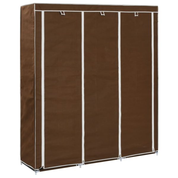 282454 Wardrobe with Compartments and Rods Brown 150x45x175 cm Fabric