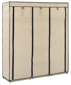 282455 Wardrobe with Compartments and Rods Cream 150x45x175 cm Fabric