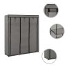 282456 Wardrobe with Compartments and Rods Grey 150x45x175 cm Fabric