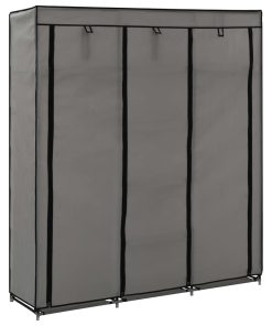 282456 Wardrobe with Compartments and Rods Grey 150x45x175 cm Fabric