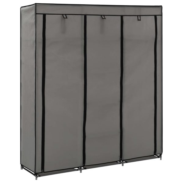 282456 Wardrobe with Compartments and Rods Grey 150x45x175 cm Fabric