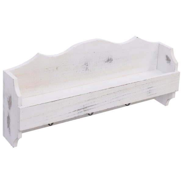 284231 Wall Mounted Coat Rack White 50x10x23 cm Wood