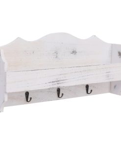 284231 Wall Mounted Coat Rack White 50x10x23 cm Wood