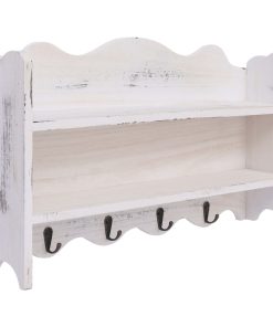 284235 Wall Mounted Coat Rack White 50x10x30 cm Wood