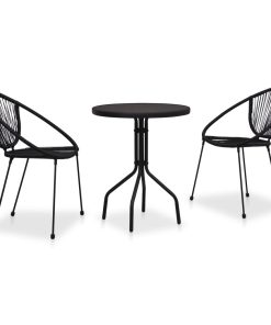 3-dijelni bistro set od PVC ratana crni