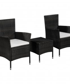 3-dijelni bistro set od poliratana crni