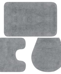 3-dijelni set kupaonskih otirača od tkanine sivi