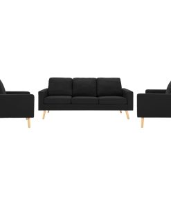 3-dijelni set sofa od tkanine crni