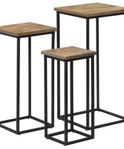 3-dijelni set uklapajućih stolića od obnovljene tikovine