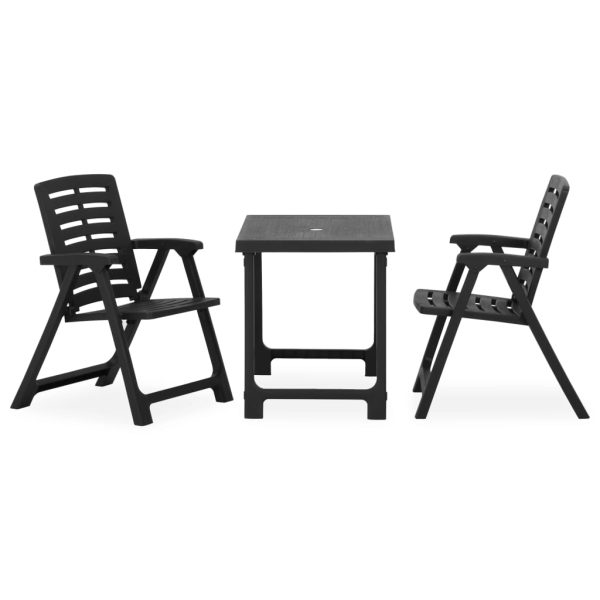 3-dijelni sklopivi bistro set plastični sivi