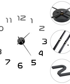 3D zidni sat moderni dizajn 100 cm XXL crni