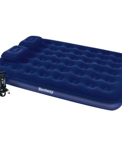 90750 Bestway Inflatable Flocked Airbed with Pillow and Air Pump 203 x 152 x 22 cm 67374