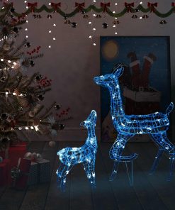 Akrilna obitelj sobova božićni ukras 160 LED plava