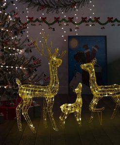 Akrilna obitelj sobova božićni ukras 300 LED topla bijela