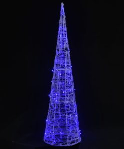 Akrilni ukrasni stožac s LED svjetlima plavi 90 cm