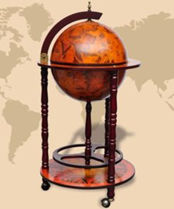 Barski stalak za vino u obliku globusa od drva eukaliptusa