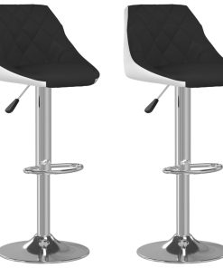 Barski stolci od umjetne kože 2 kom crno-bijeli