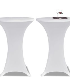 Bijeli rastežljiv stolnjak za stolove Ø80 2 kom