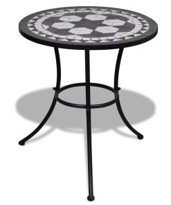 Bistro stolić crno-bijeli 60 cm s mozaikom