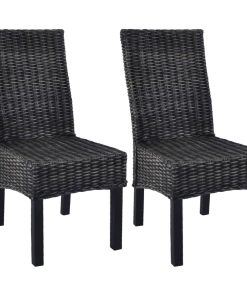 Blagovaonske stolice od kubu ratana i drva manga 2 kom crne