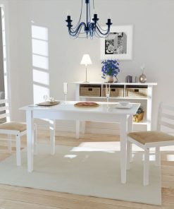 Blagovaonske stolice od masivnog drva kaučukovca 2 kom bijele