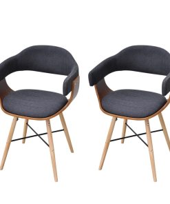 Blagovaonske stolice od savijenog drva i tkanine 2 kom tamnosive