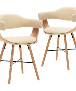 Blagovaonske stolice od umjetne kože i drva 2 kom krem