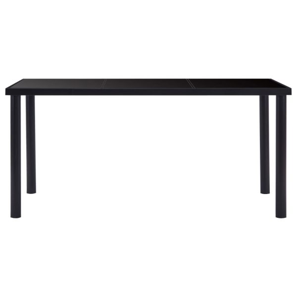 Blagovaonski stol crni 160 x 80 x 75 cm od kaljenog stakla