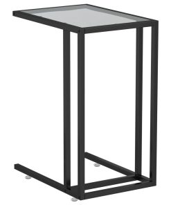 Bočni stolić za računalo crni 50x35x65 cm od kaljenog stakla