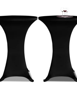 Crni rastežljiv stolnjak za stolove Ø60 2 kom
