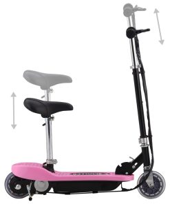 Električni skuter sa sjedalom 120 W ružičasti