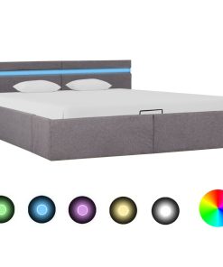 Hidraulični okvir za krevet LED od tkanine smeđesivi 180x200 cm