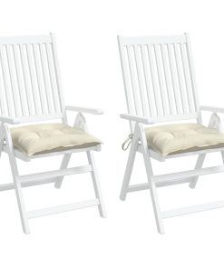 Jastuci za stolice 2 kom krem bijeli 40 x 40 x 7 cm od tkanine
