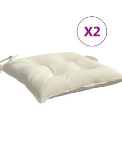 Jastuci za stolice 2 kom krem bijeli 40 x 40 x 7 cm od tkanine