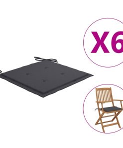 Jastuci za vrtne stolice 6 kom antracit 40x40x3 cm od tkanine