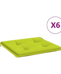 Jastuci za vrtne stolice 6 kom jarko zeleni 50x50x3 cm tkanina
