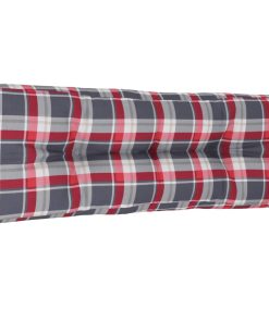 Jastuk za sofu od paleta crveni karirani 120 x 40 x 10 cm