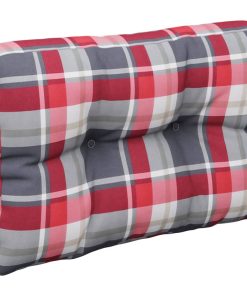 Jastuk za sofu od paleta crveni karirani 60 x 40 x 10 cm