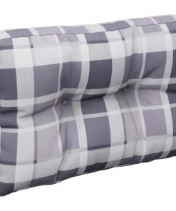 Jastuk za sofu od paleta sivi karirani 60 x 40 x 10 cm