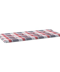 Jastuk za vrtnu klupu crveni karirani 100x50x3 cm od tkanine