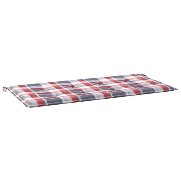 Jastuk za vrtnu klupu crveni karirani 120x50x3 cm od tkanine