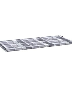 Jastuk za vrtnu klupu sivi karirani 100 x 50 x 3 cm od tkanine