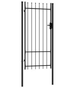 Jednostruka vrata za ogradu sa šiljcima na vrhu 1 x 2 m crna