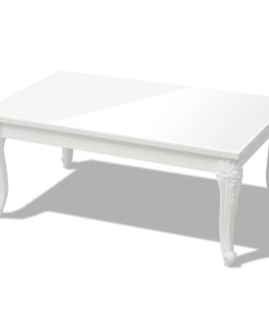 Klupski stolić 100 x 60 x 42 cm visoki sjaj bijeli