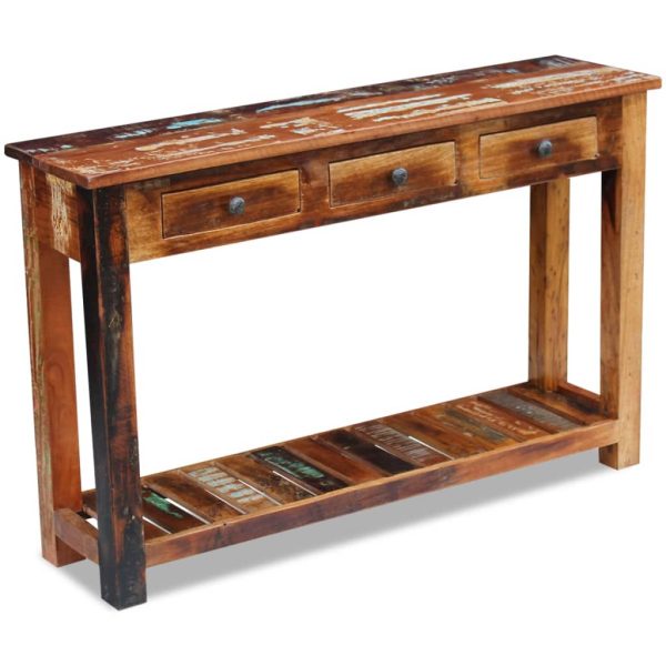 Konzolni stol od masivnog obnovljenog drva 120 x 30 x 76 cm - Slika 3